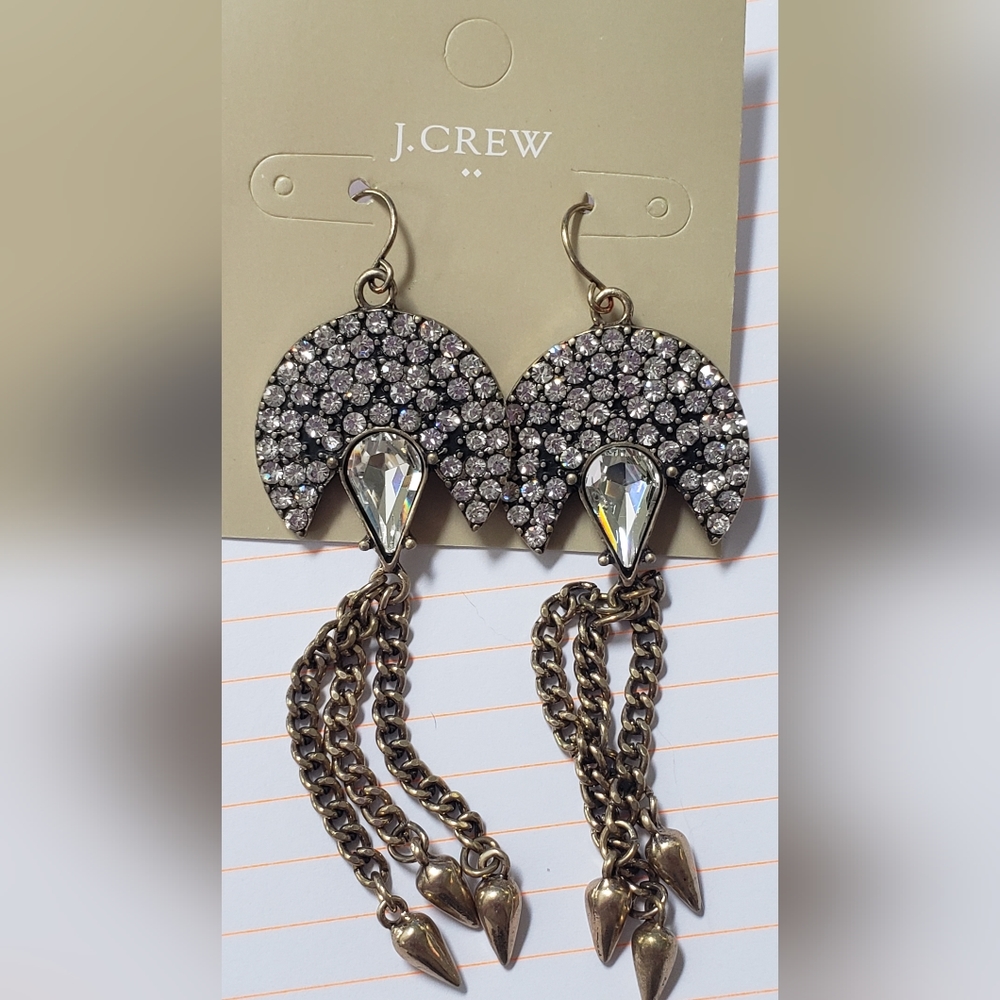 NWT J. Crew Vintage Crystal Statement Drop Earrings
